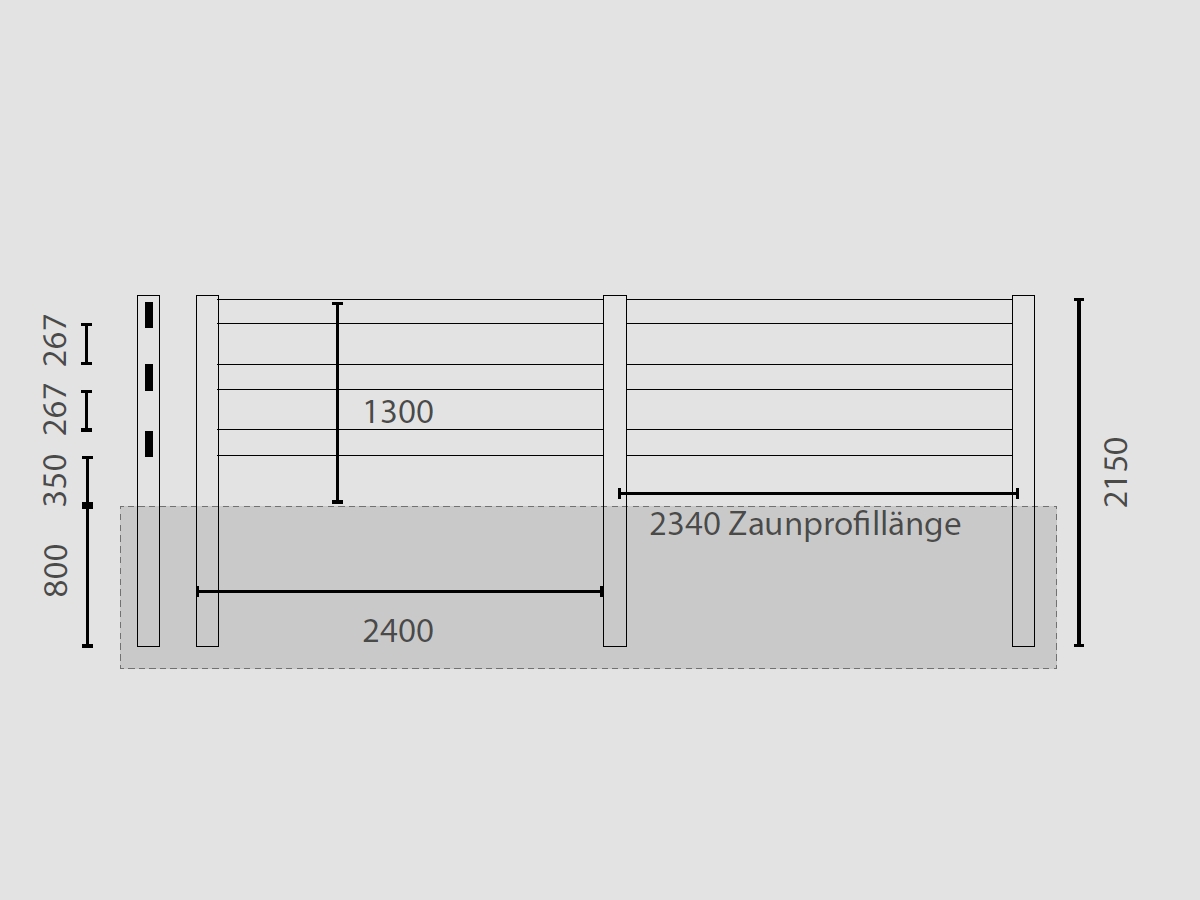 Growi - Zaunprofil 140 x 38 mm, 244 cm lang für das Koppelsystem Ranch S2 und S3