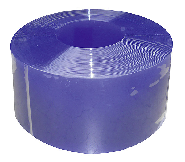 PVC Streifen 300x3 mm, blau transparent, Einsatzbereich bis -20°C 50 Meter Rolle