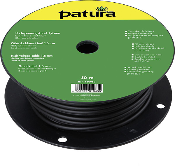 Patura - Hochspannungskabel 1,6 mm für Weidezaungerät 10 m Rolle