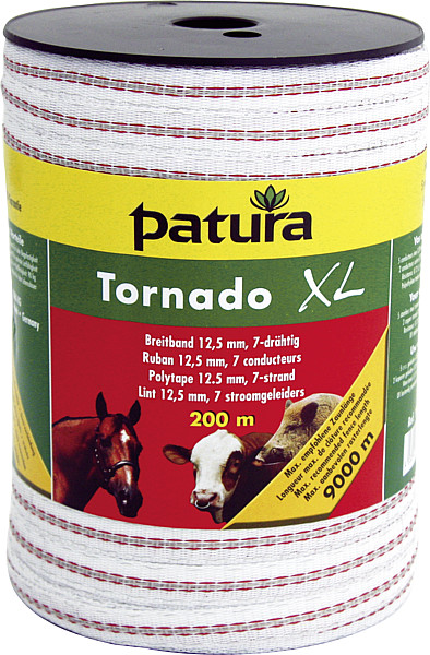 Patura - Tornado XL Breitband 12,5 mm 200 m Rolle, weiß-rot